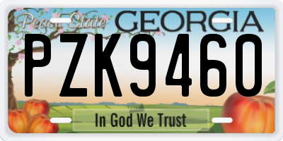 GA license plate PZK9460