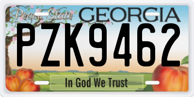 GA license plate PZK9462