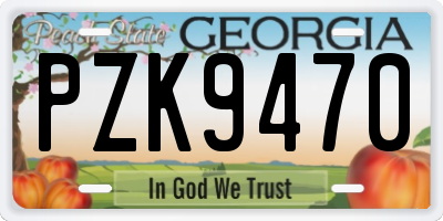 GA license plate PZK9470