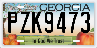 GA license plate PZK9473