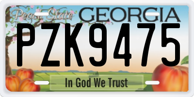 GA license plate PZK9475