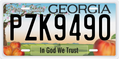 GA license plate PZK9490