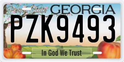GA license plate PZK9493