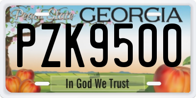 GA license plate PZK9500