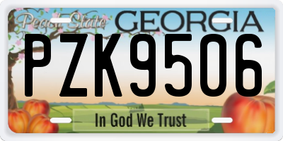 GA license plate PZK9506