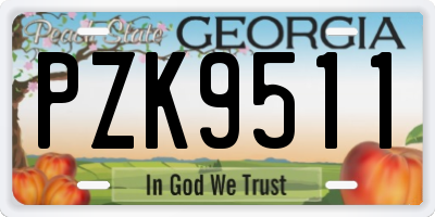 GA license plate PZK9511