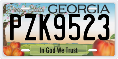 GA license plate PZK9523