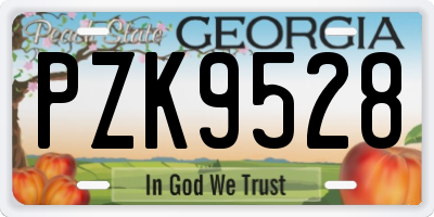 GA license plate PZK9528