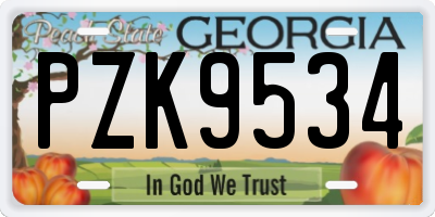 GA license plate PZK9534