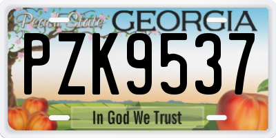 GA license plate PZK9537