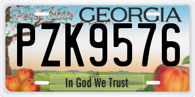 GA license plate PZK9576