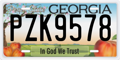 GA license plate PZK9578