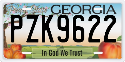 GA license plate PZK9622