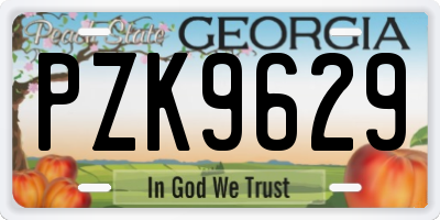 GA license plate PZK9629