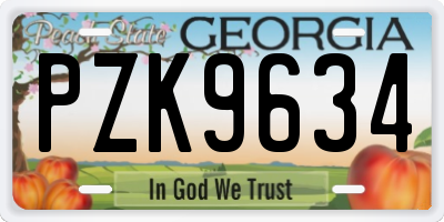 GA license plate PZK9634