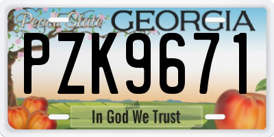 GA license plate PZK9671