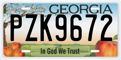 GA license plate PZK9672