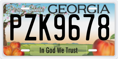GA license plate PZK9678