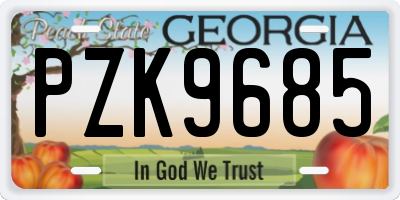 GA license plate PZK9685