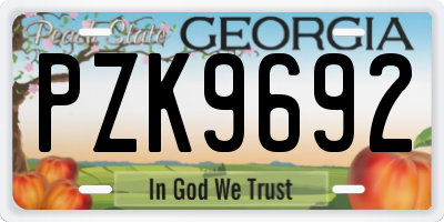 GA license plate PZK9692