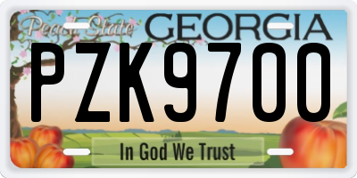 GA license plate PZK9700
