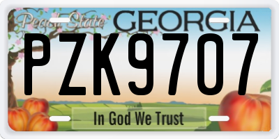 GA license plate PZK9707