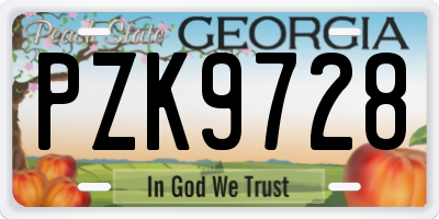 GA license plate PZK9728