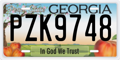 GA license plate PZK9748