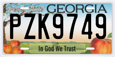 GA license plate PZK9749