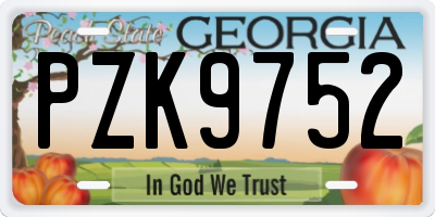 GA license plate PZK9752