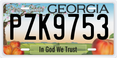 GA license plate PZK9753
