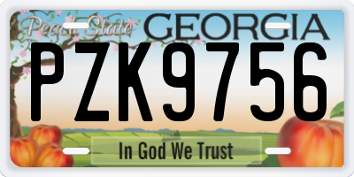 GA license plate PZK9756