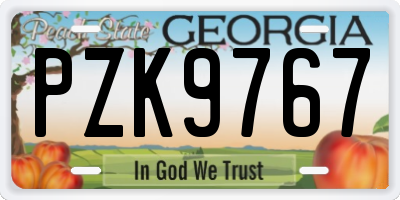 GA license plate PZK9767