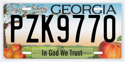 GA license plate PZK9770