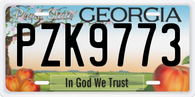 GA license plate PZK9773