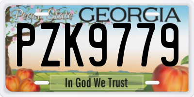 GA license plate PZK9779