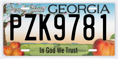 GA license plate PZK9781