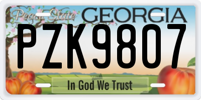 GA license plate PZK9807