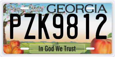 GA license plate PZK9812