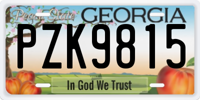 GA license plate PZK9815