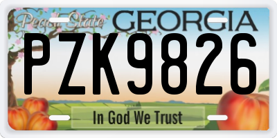 GA license plate PZK9826