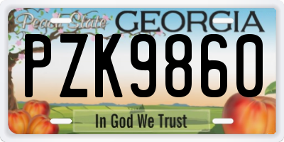 GA license plate PZK9860