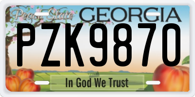 GA license plate PZK9870
