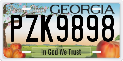 GA license plate PZK9898