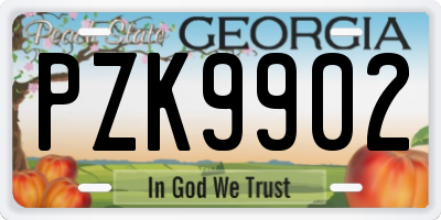 GA license plate PZK9902
