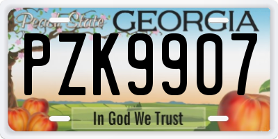 GA license plate PZK9907