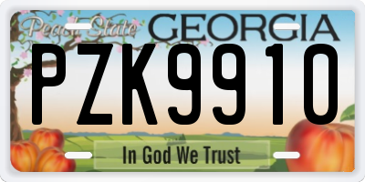 GA license plate PZK9910