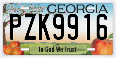 GA license plate PZK9916