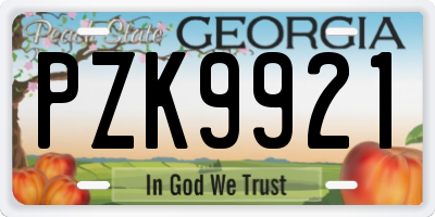 GA license plate PZK9921