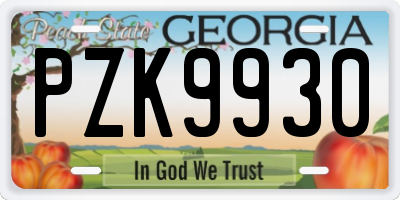 GA license plate PZK9930